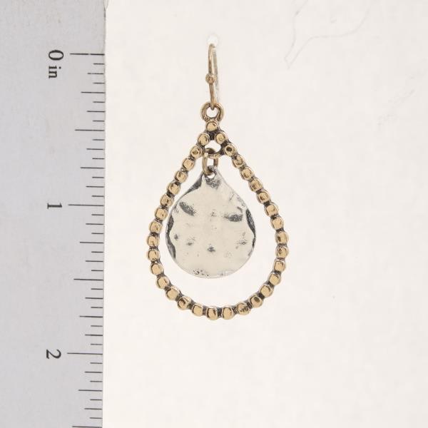 TWO TONE TEARDROP METAL DANGLE EARRING