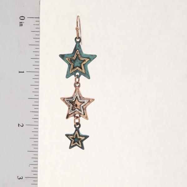MULTI COLOR STAR DANGLE EARRING
