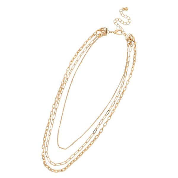 DAINTY OVAL LINK METAL LAYERED NECKLACE