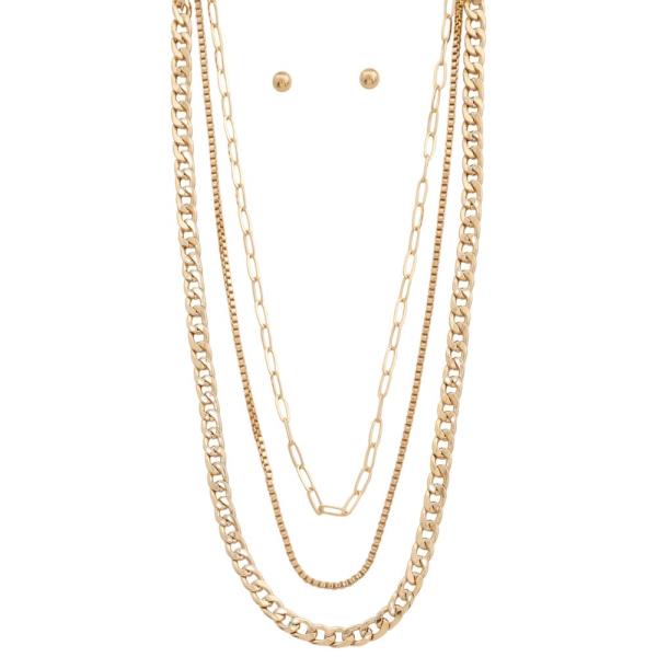 CURB LINK METAL LAYERED NECKLACE