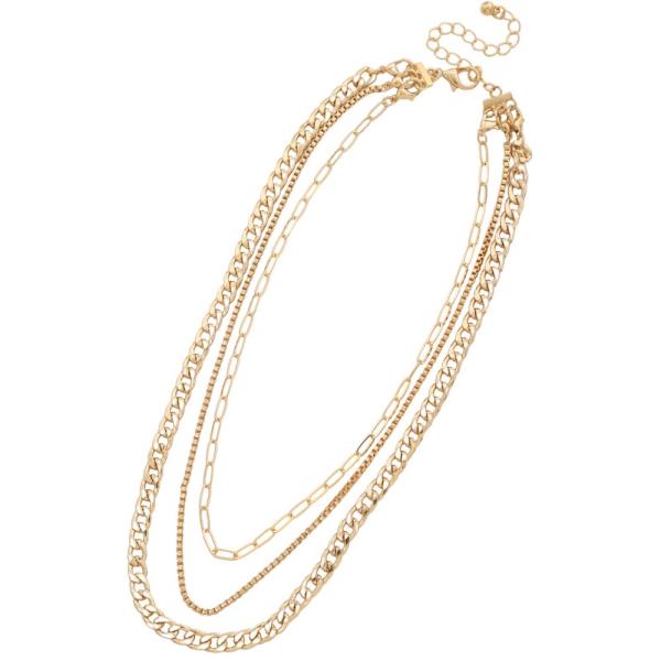 CURB LINK METAL LAYERED NECKLACE