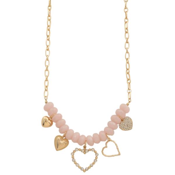 HEART CHARM BEADED NECKLACE