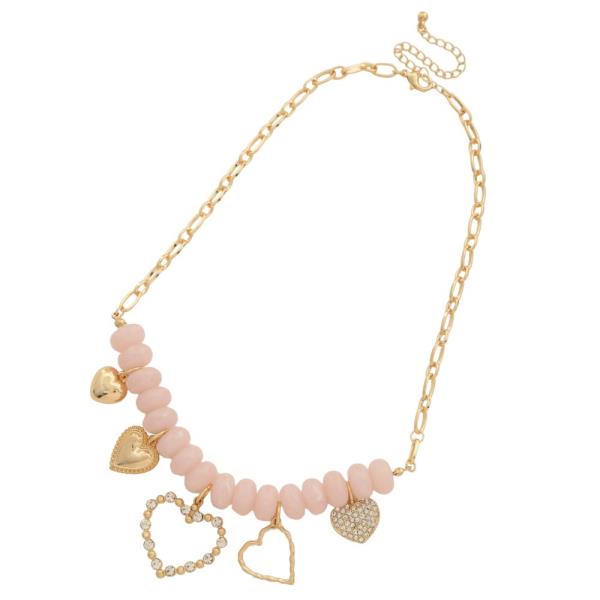 HEART CHARM BEADED NECKLACE