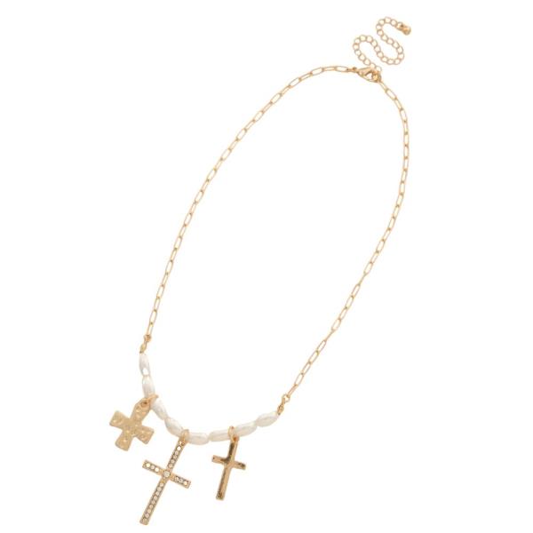 CROSS PEARL BEAD  NECKLACE