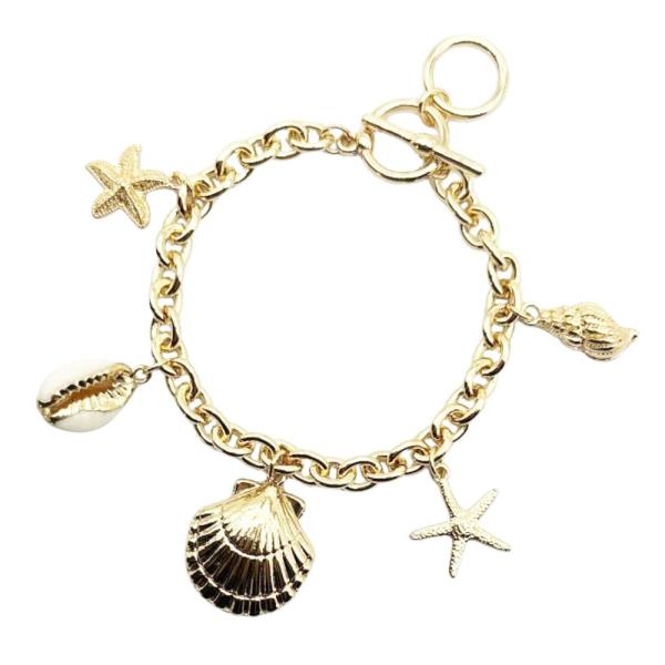 SEASHELL MIXED CHARM METAL BRACELET