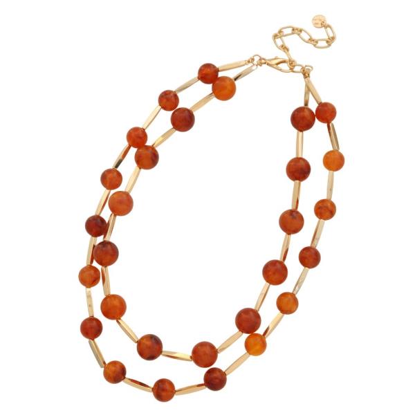 ACETATE BEADED LAYERED NECKLACE