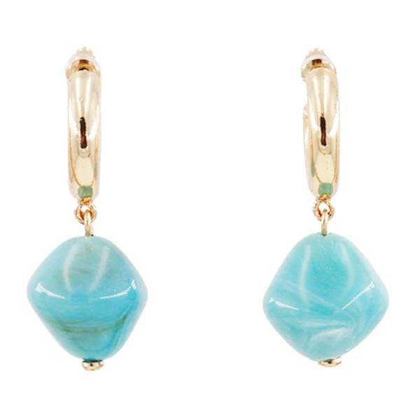 STONE LINK OPEN HOOP EARRING