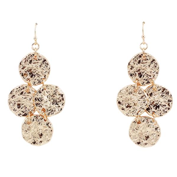 HAMMERED METAL COIN LINK DANGLE EARRING