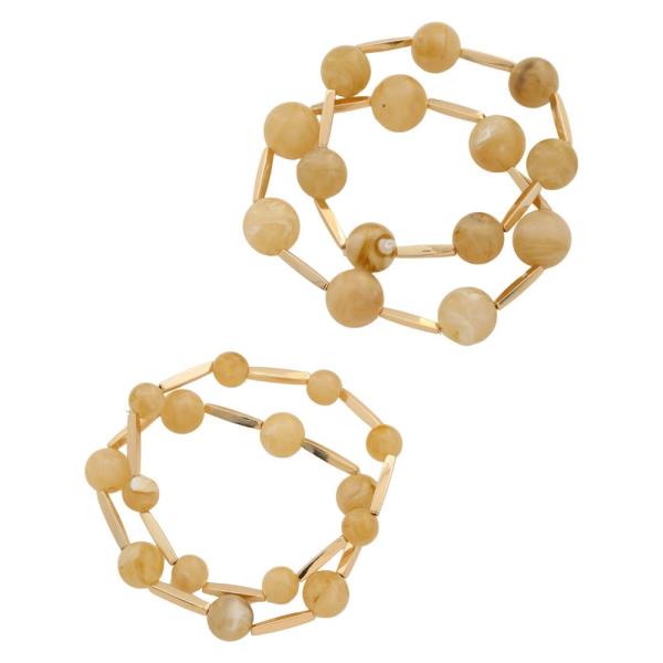ACETATE BALL BEAD STRETCH BRACELET SET