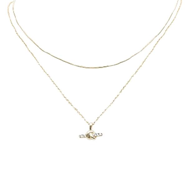 LAYERED CUBIC ZIRCONIA KNOTTED NECKLACE