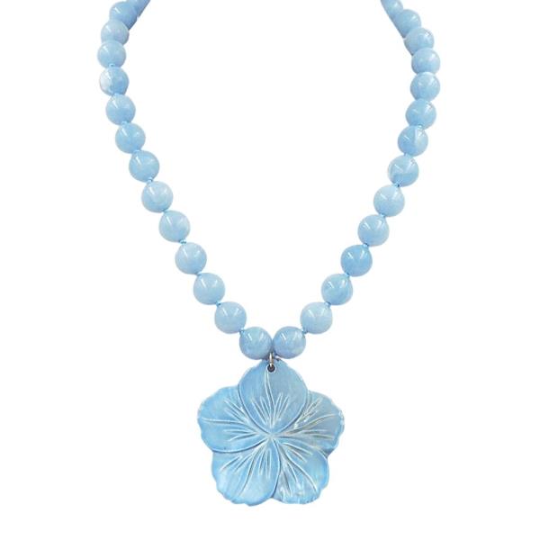 ACRYLIC FLOWER PENDANT BEADED NECKLACE
