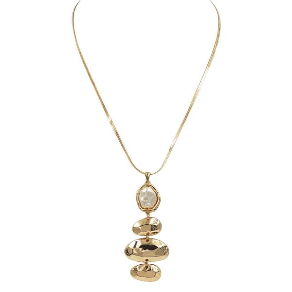 HAMMER PEARL DROP SNAKE CHAIN NECKLACE