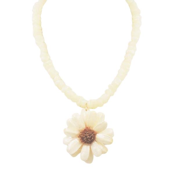 DAISY PENDANT ACRYLIC BEADED NECKLACE