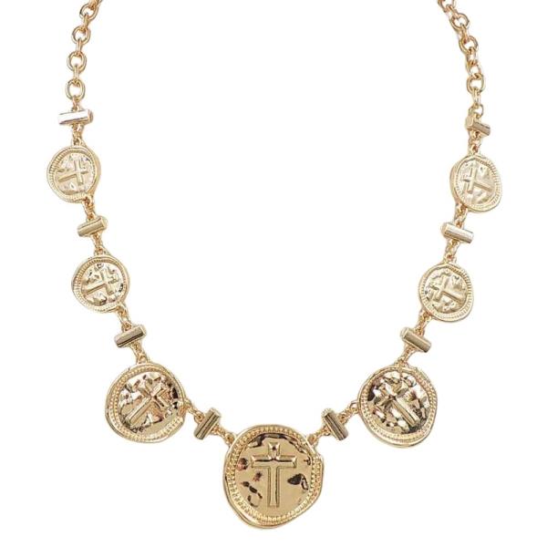 CROSS COIN LINK CHAIN NECKLACE