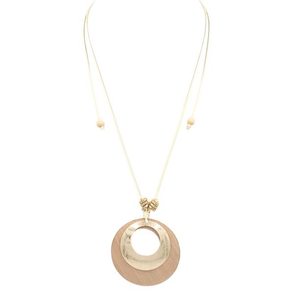 WOODEN MULTI CIRCLE PENDANT NECKLACE