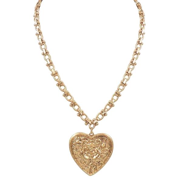 ROSE HEART LOCKET PENDANT NECKLACE