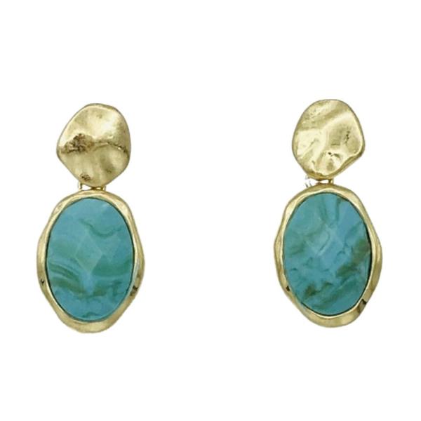 OVAL METAL DANGLE EARRING