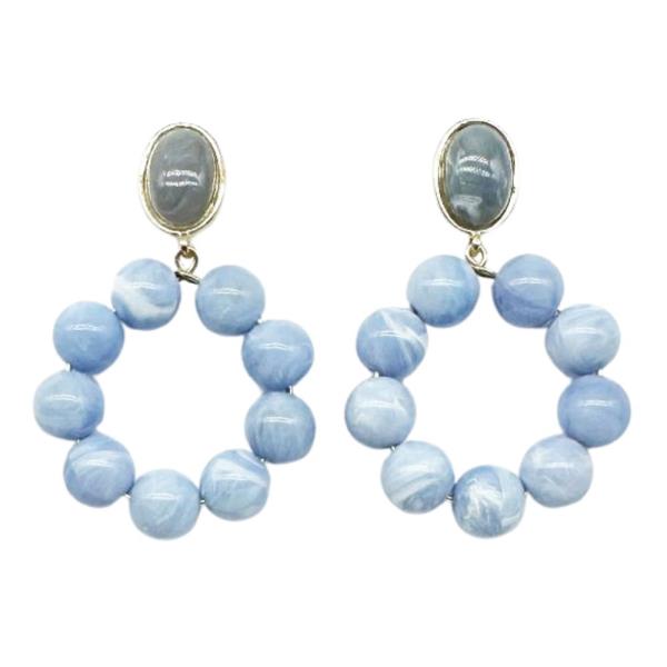 OVAL BEADED DANGLE EARRING