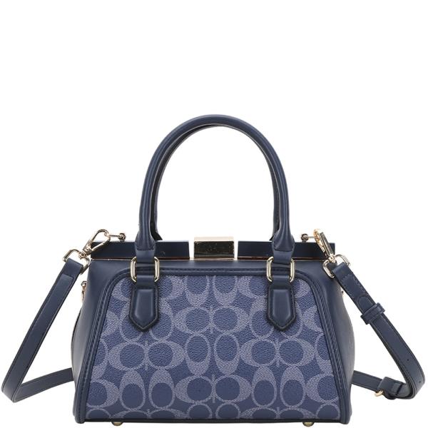FASHION OVAL PATTERN PRINT HANDLE SATCHEL