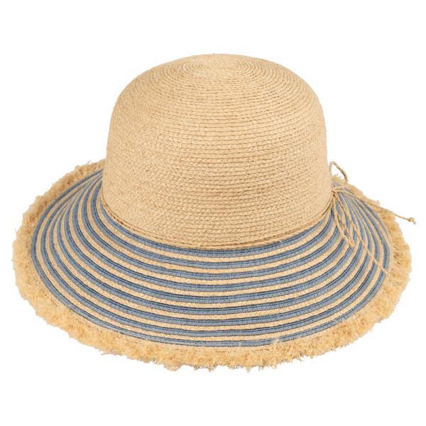 CC RAFFIA SUN HAT WITH STRIPE AND STRAW BAND