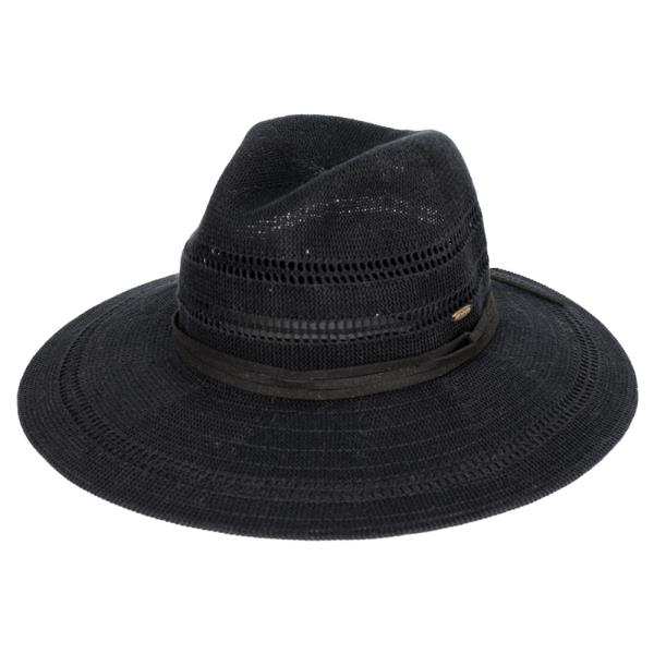 CC KNITTED PANAMA HAT WITH SUEDE BAND