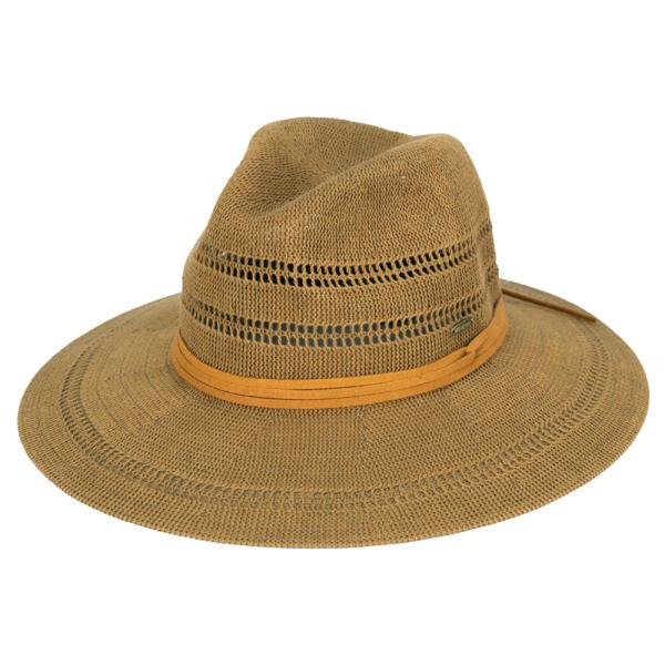 CC KNITTED PANAMA HAT WITH SUEDE BAND