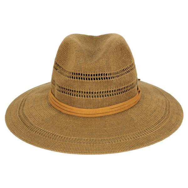 CC KNITTED PANAMA HAT WITH SUEDE BAND