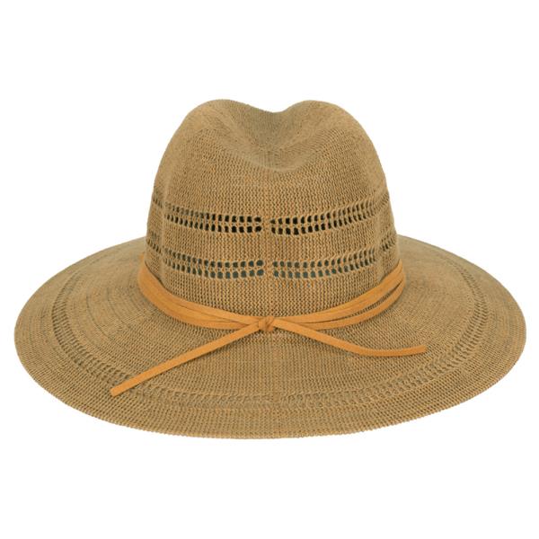 CC KNITTED PANAMA HAT WITH SUEDE BAND