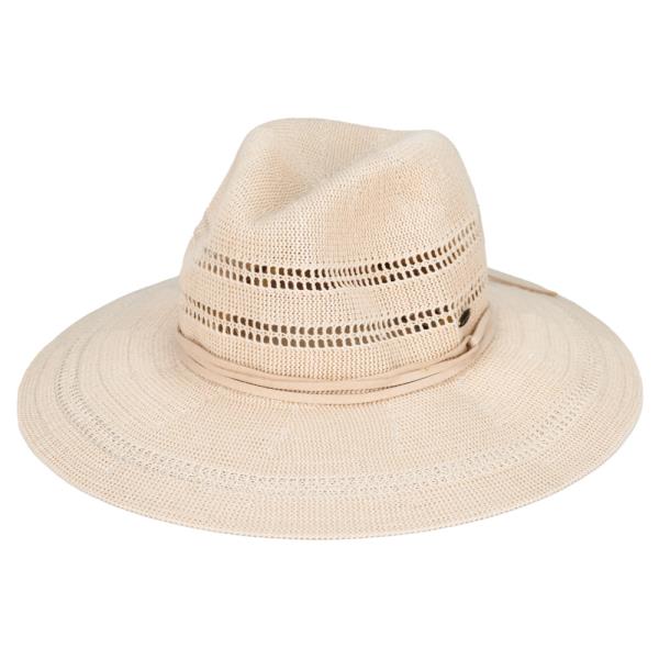 CC KNITTED PANAMA HAT WITH SUEDE BAND