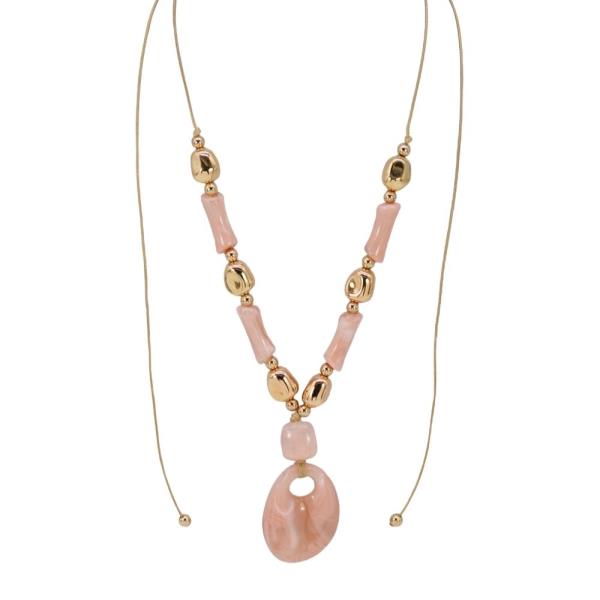 METAL BEAD TEARDROP PENDANT LONG NECKLACE