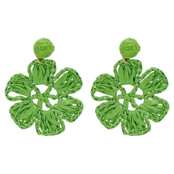 RAFFIA FLOWER DANGLE EARRING