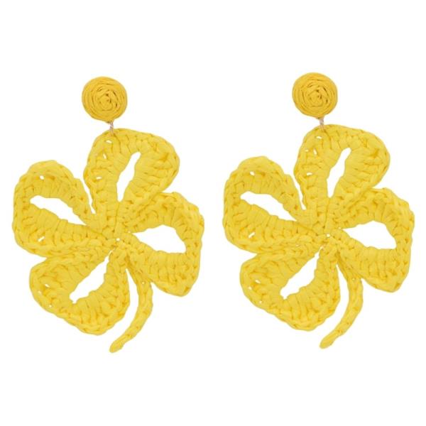 RAFFIA FLOWER DANGLE EARRING