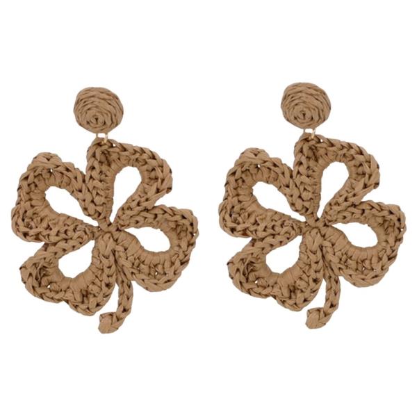 RAFFIA FLOWER DANGLE EARRING
