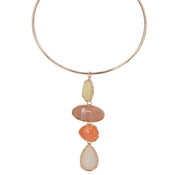 MULTI STONE DROP PENDANT NECKLACE