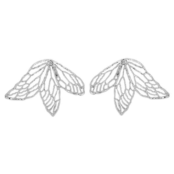 METAL FILIGREE LEAF STUD EARRING