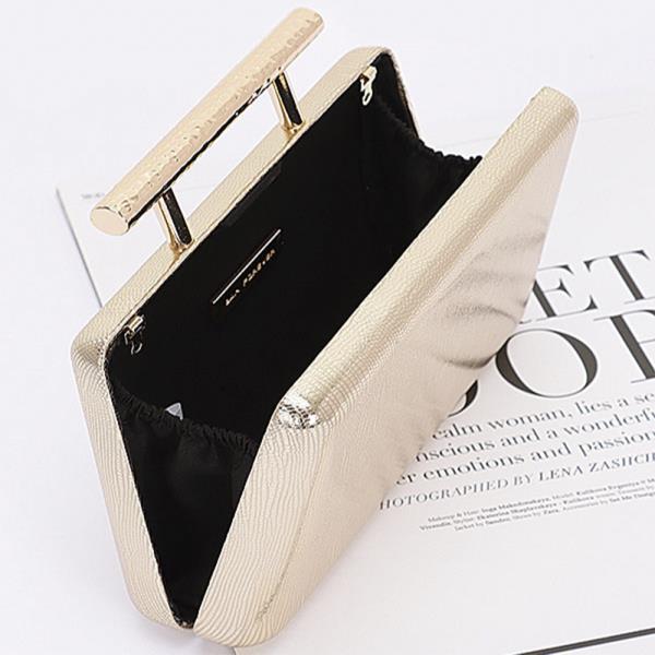 METAL HANDLE TOP CASE CLUTCH BAG