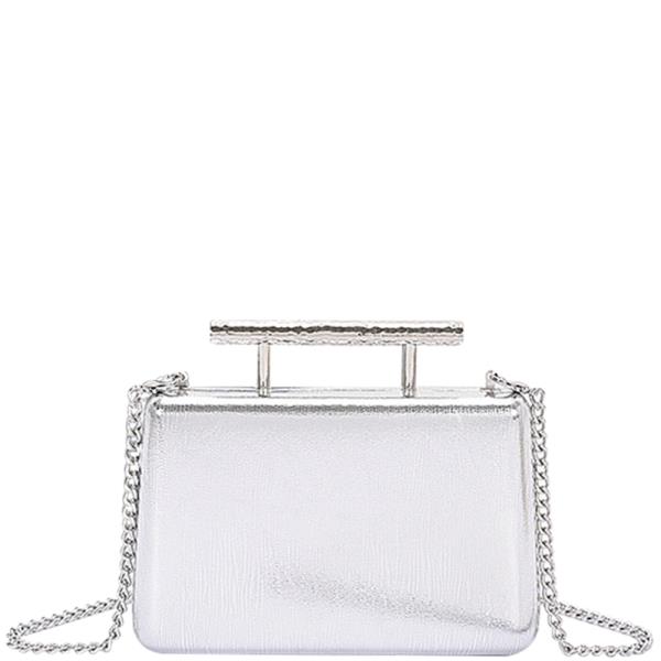 METAL HANDLE TOP CASE CLUTCH BAG