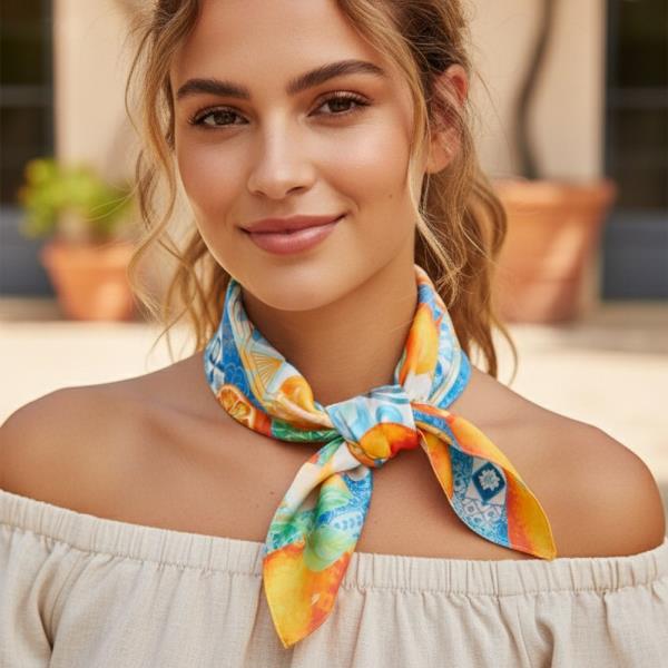 ORANGE MOSAIC PRINT BANDANA