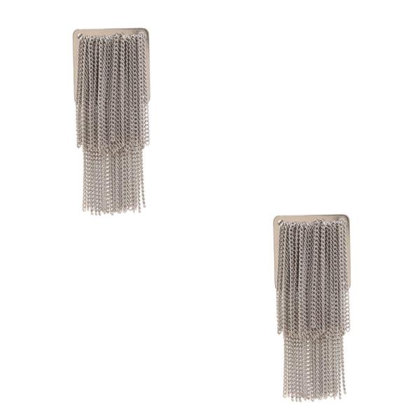 SODAJO CHAIN TASSEL METAL SQUARE EARRING
