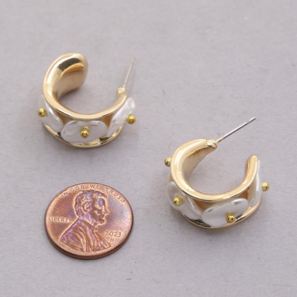 SODAJO PEARL COIN OPEN HOOP GOLD DIPPED EARRING