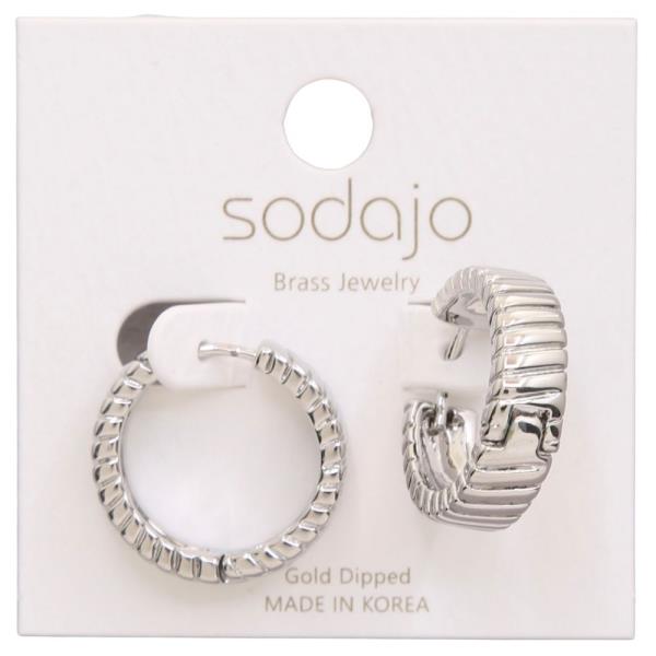 SODAJO LINED HOOP GOLD DIPPED EARRING