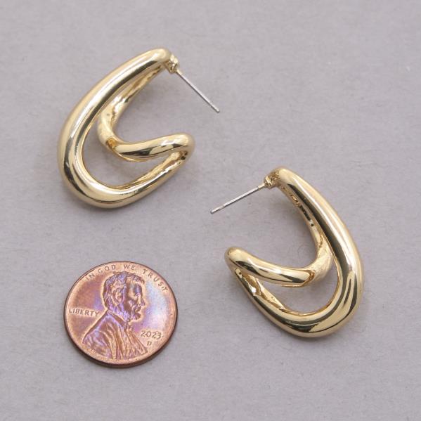 SODAJO DOUBLE OVAL GOLD DIPPED EARRING
