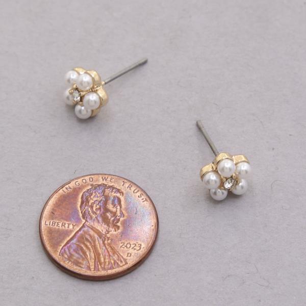 SODAJO FLOWER PEARL BEAD GOLD DIPPED EARRING