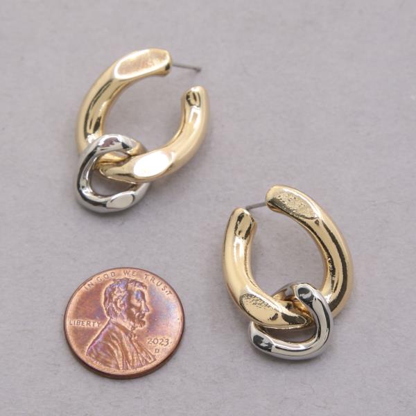 SODAJO TWO TONE CHAIN LINK GOLD DIPPED EARRING