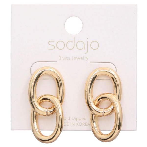 SODAJO OVAL LINK GOLD DIPPED EARRING