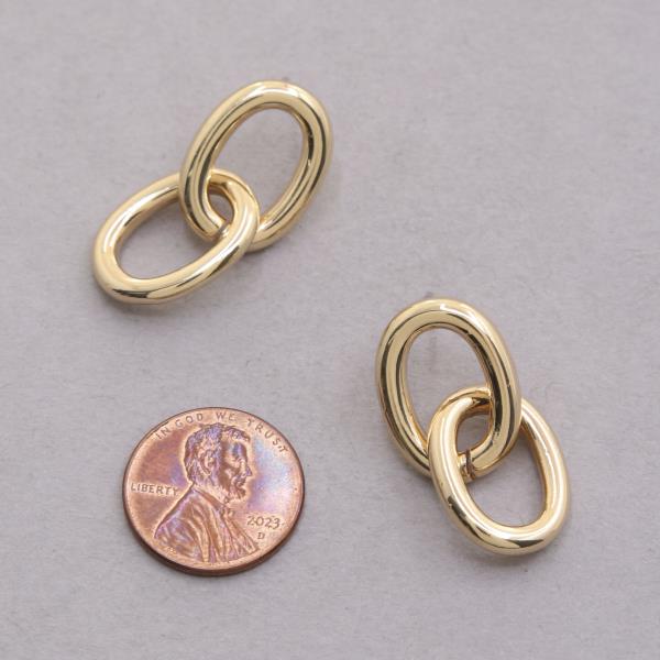 SODAJO OVAL LINK GOLD DIPPED EARRING