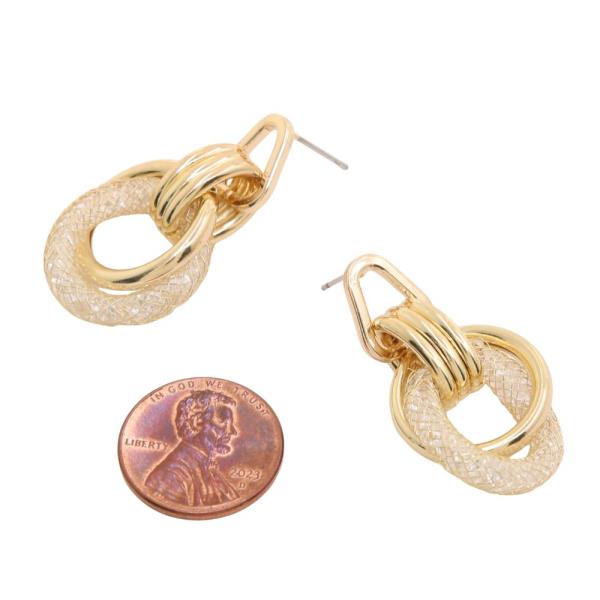 SODAJO METAL CRYSTAL HOOP GOLD DIPPED EARRING