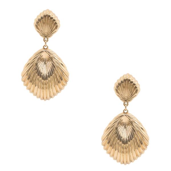 SODAJO DOUBLE SEASHELL GOLD DIPPED DANGLE EARRING