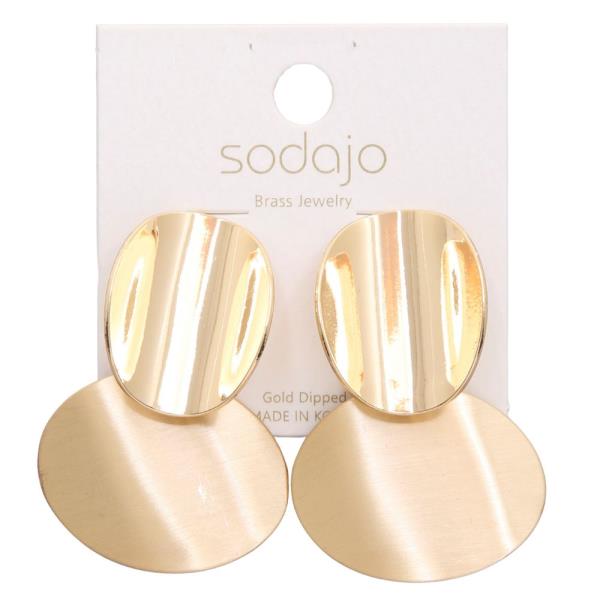 SODAJO OVAL LINK METAL GOLD DIPPED EARRING