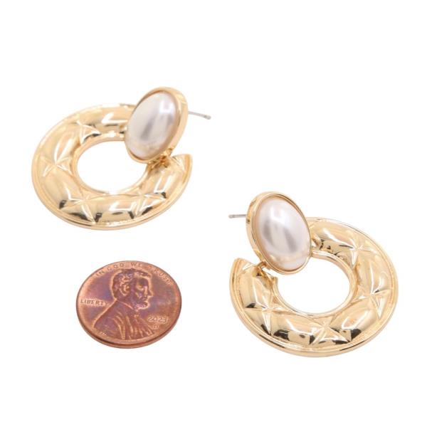 SODAJO PEARL BEAD METAL LINK GOLD DIPPED EARRING